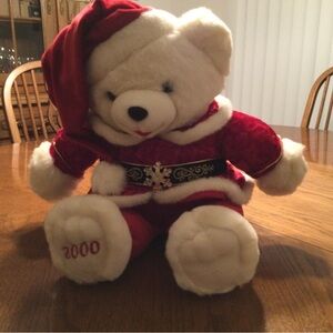 Snowflake Teddy Bear Plush 2000 Christmas Stuffed Animal Red